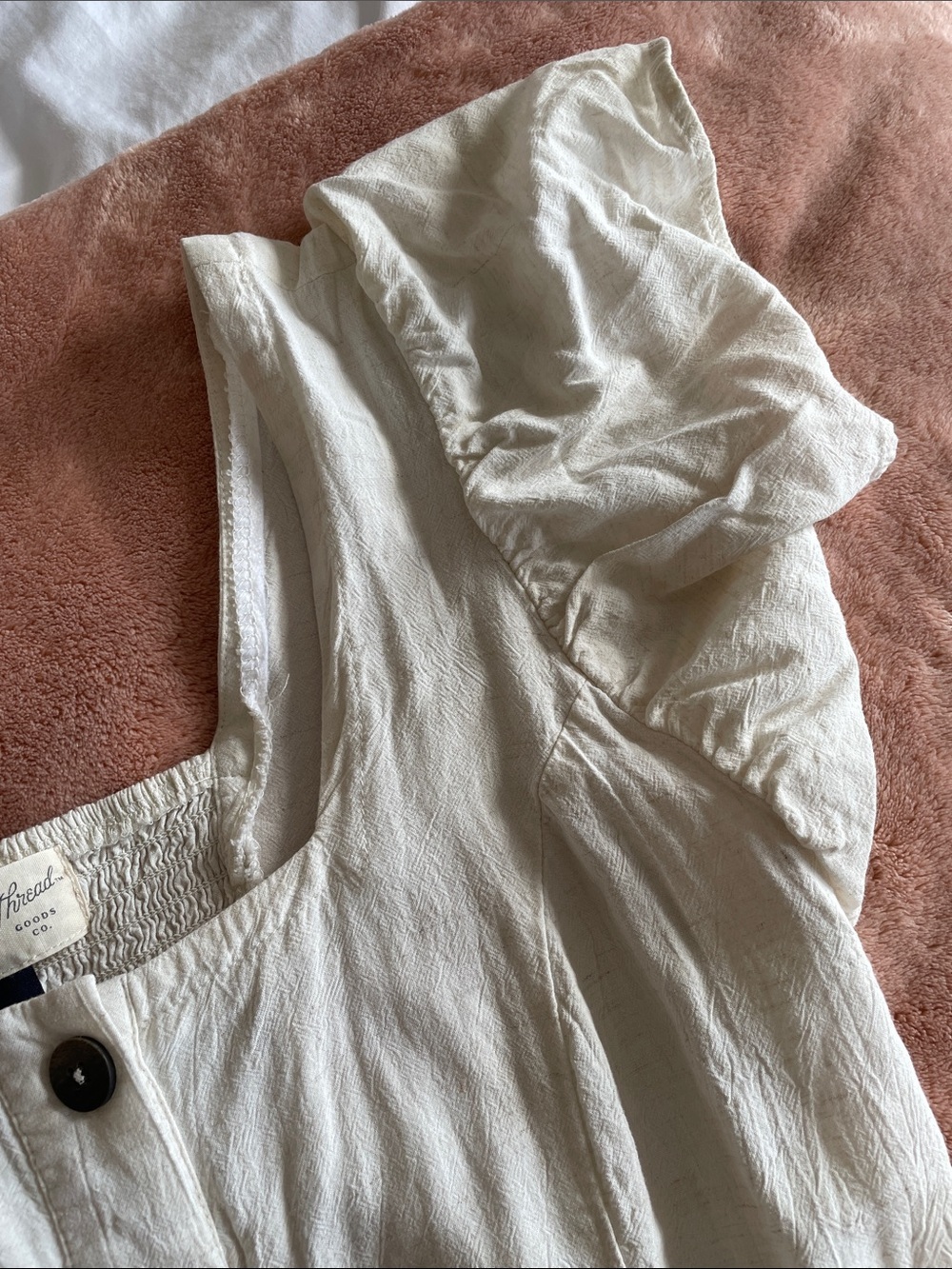 Universal Thread Cream Ruffle Sleeve Button-Front Top - Picture 5 of 9